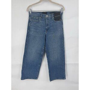 Banana Republic Wide Leg High Rise Crop Jean Women 27 Blue Wash Denim NEW